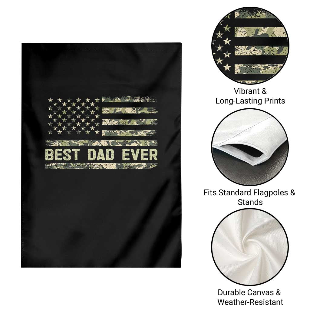 Best Dad Ever Garden Flag Military Dad American Flag Camo