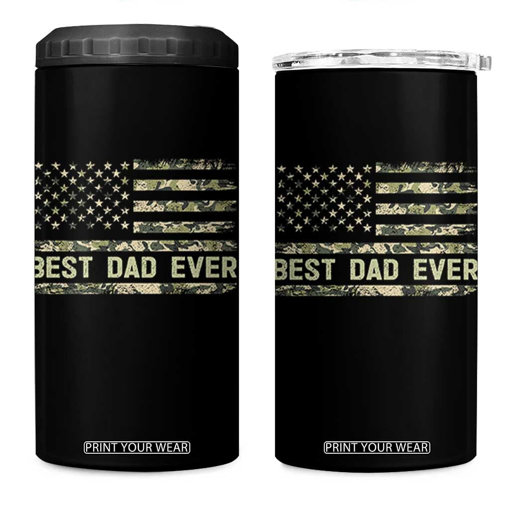Best Dad Ever 4 in 1 Can Cooler Tumbler Military Dad American Flag Camo TS14 One Size: 16 oz Black Print Your Wear
