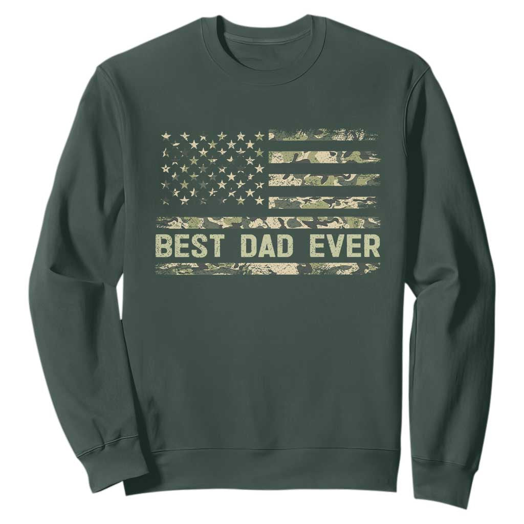 Best Dad Ever Sweatshirt Military Dad American Flag Camo