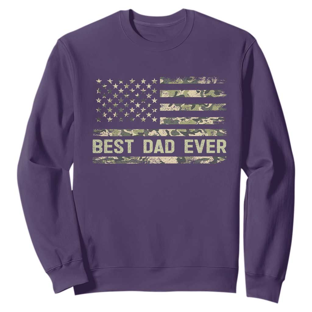 Best Dad Ever Sweatshirt Military Dad American Flag Camo