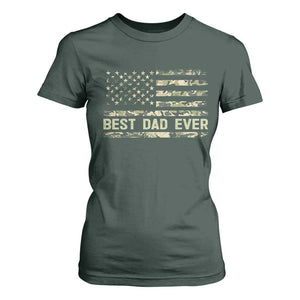 Best Dad Ever T Shirt For Women Military Dad American Flag Camo