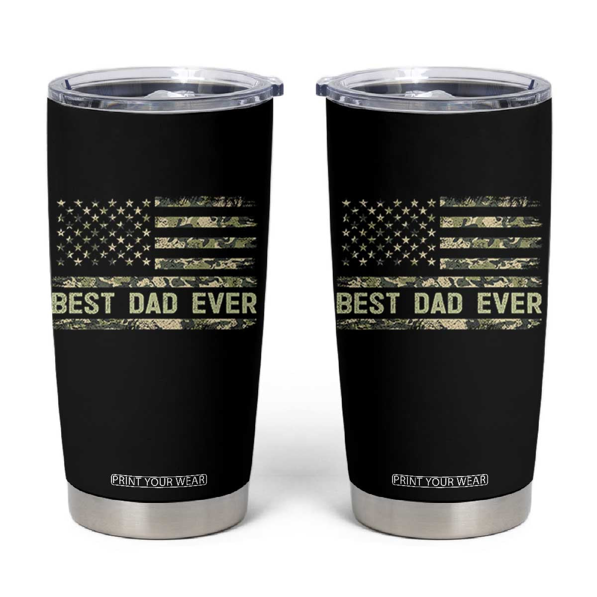 Best Dad Ever Tumbler Cup Military Dad American Flag Camo TS14 Black Print Your Wear