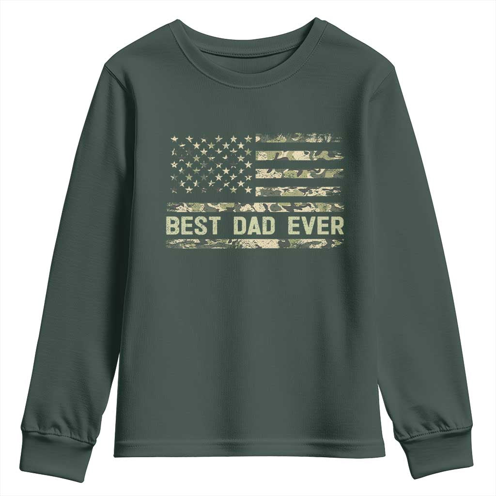 Best Dad Ever Youth Sweatshirt Military Dad American Flag Camo
