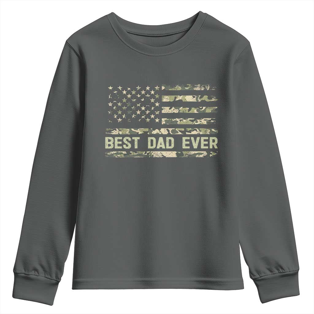 Best Dad Ever Youth Sweatshirt Military Dad American Flag Camo