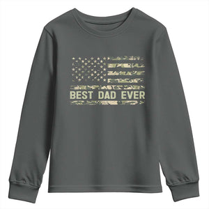 Best Dad Ever Youth Sweatshirt Military Dad American Flag Camo