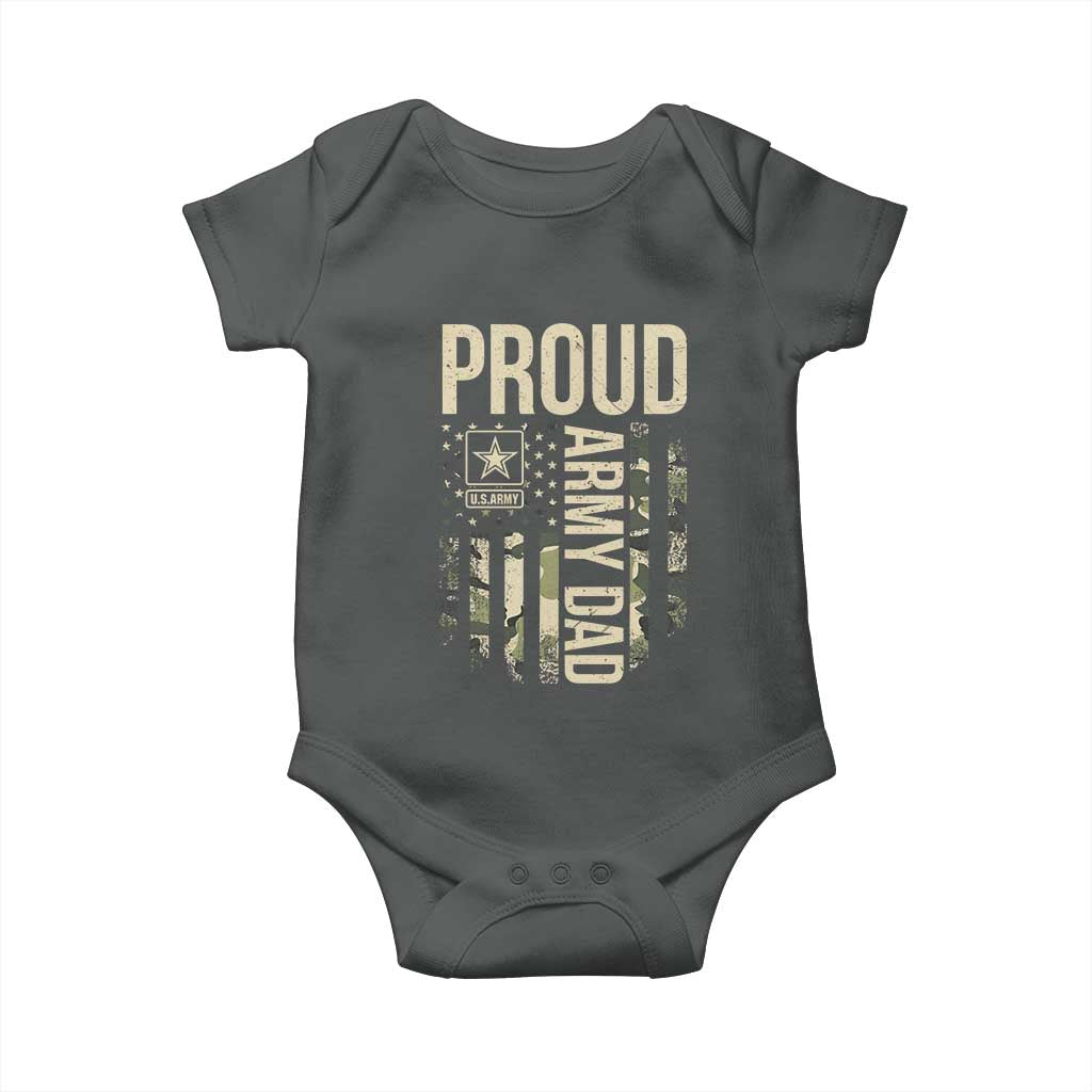 Proud Army Dad Camo American Flag Veteran Gift Baby Onesie
