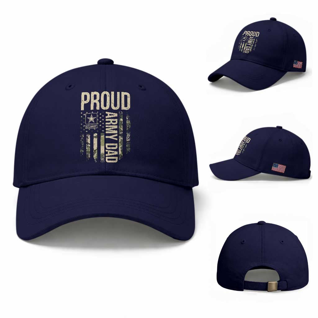 Proud Army Dad Camo American Flag Veteran Gift Baseball Cap