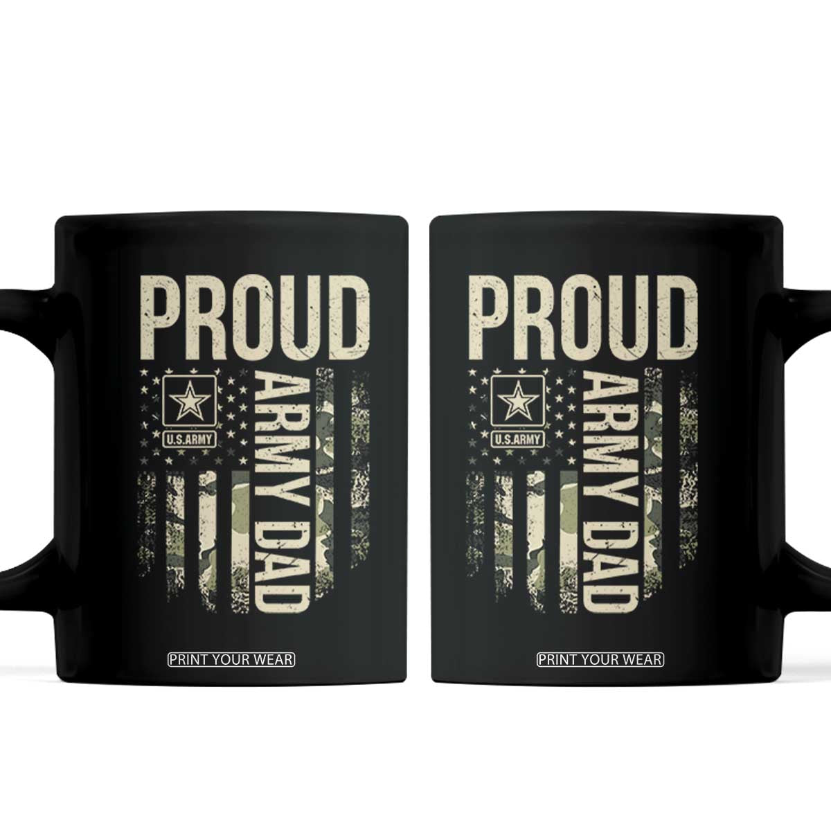 Proud Army Dad Camo American Flag Veteran Gift Coffee Mug