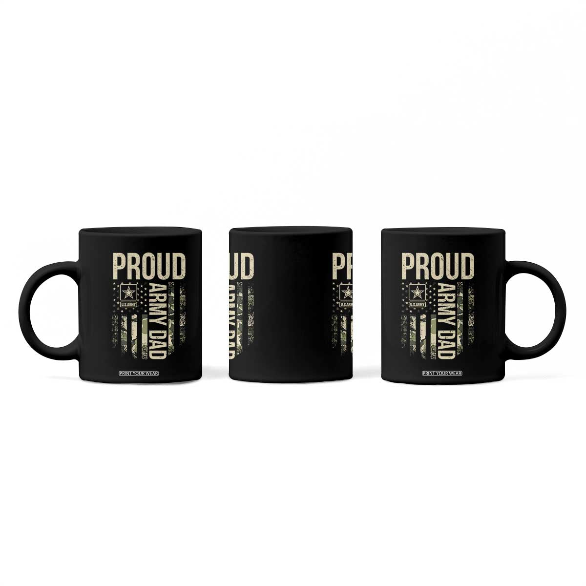 Proud Army Dad Camo American Flag Veteran Gift Coffee Mug