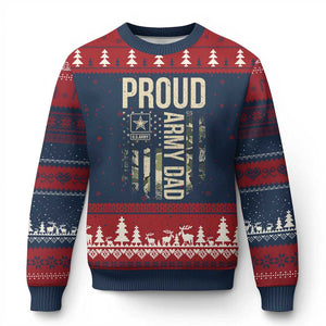Proud Army Dad Camo American Flag Veteran Gift Ugly Christmas Sweater TS14 Navy Red Print Your Wear
