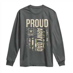 Proud Army Dad Camo American Flag Veteran Gift Long Sleeve Shirt