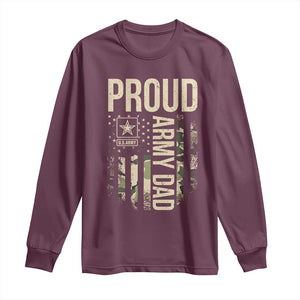 Proud Army Dad Camo American Flag Veteran Gift Long Sleeve Shirt