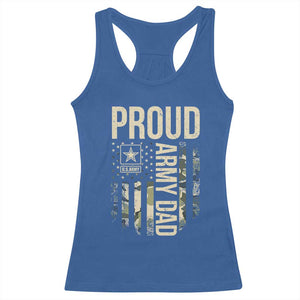 Proud Army Dad Camo American Flag Veteran Gift Racerback Tank Top