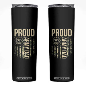 Proud Army Dad Camo American Flag Veteran Gift Skinny Tumbler
