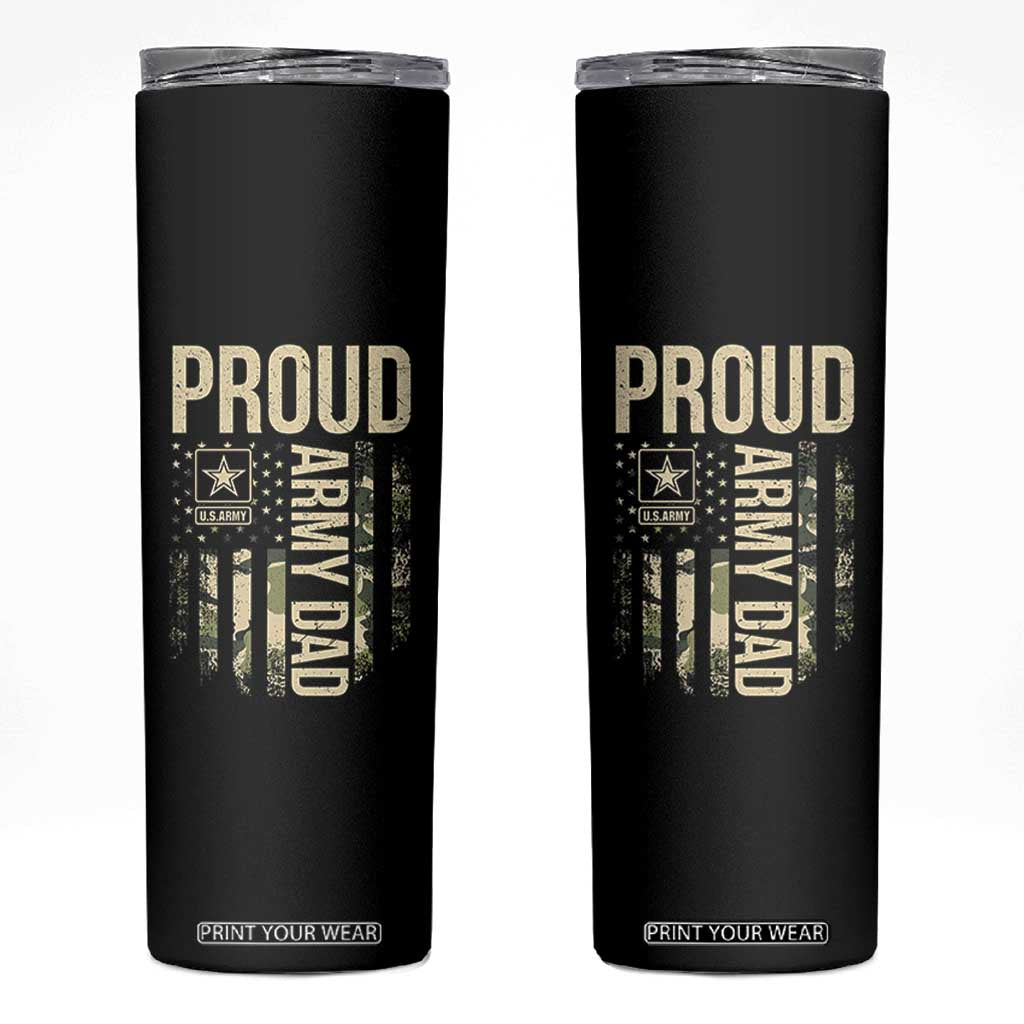 Proud Army Dad Camo American Flag Veteran Gift Skinny Tumbler TS14 Black Print Your Wear