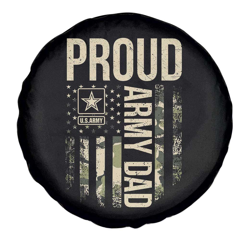 Proud Army Dad Camo American Flag Veteran Gift Spare Tire Cover