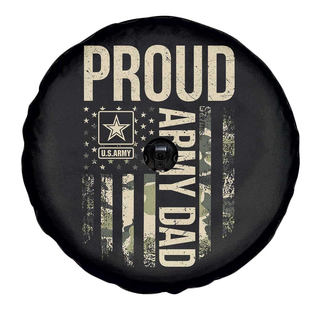 Proud Army Dad Camo American Flag Veteran Gift Spare Tire Cover