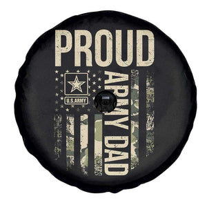Proud Army Dad Camo American Flag Veteran Gift Spare Tire Cover