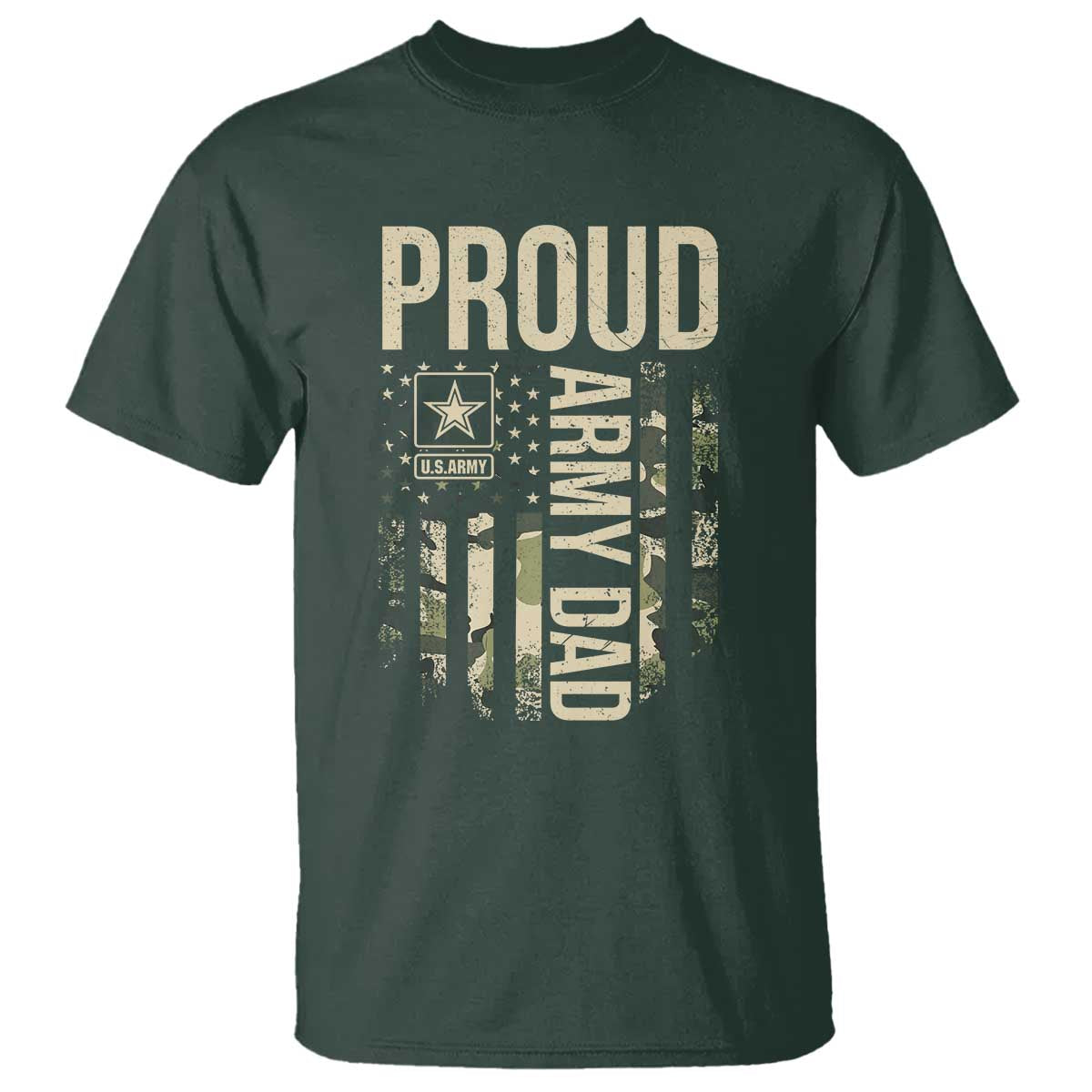 Proud Army Dad Camo American Flag Veteran Gift T Shirt