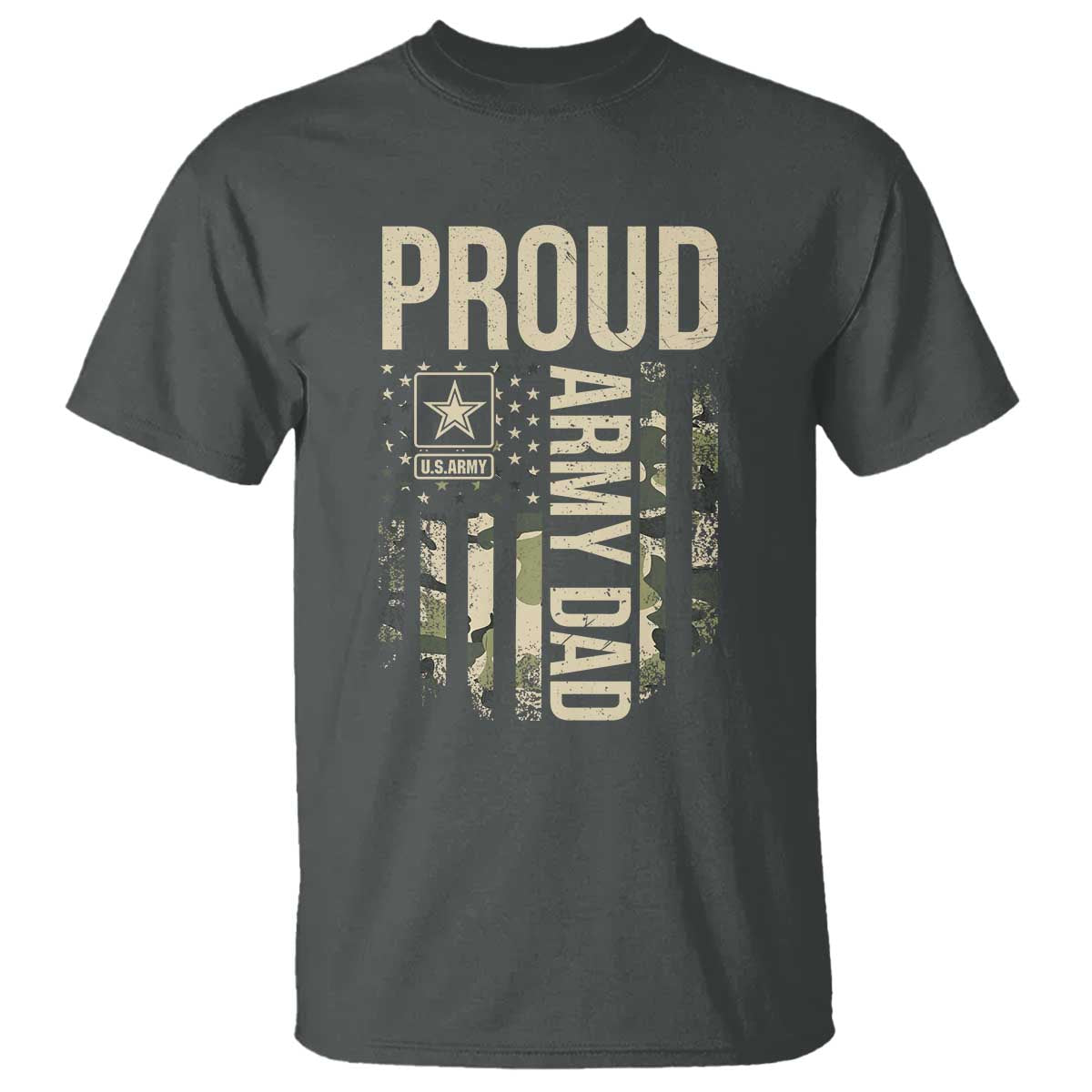 Proud Army Dad Camo American Flag Veteran Gift T Shirt