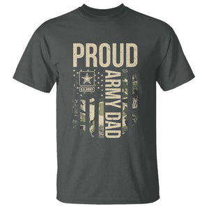 Proud Army Dad Camo American Flag Veteran Gift T Shirt