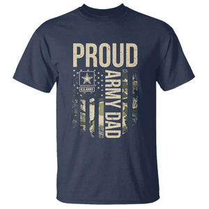 Proud Army Dad Camo American Flag Veteran Gift T Shirt
