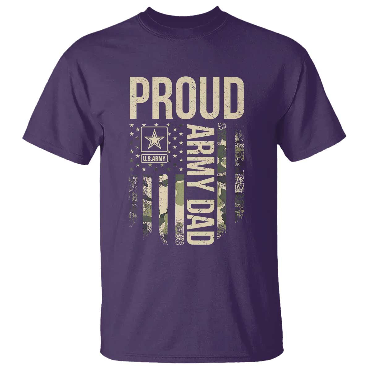 Proud Army Dad Camo American Flag Veteran Gift T Shirt