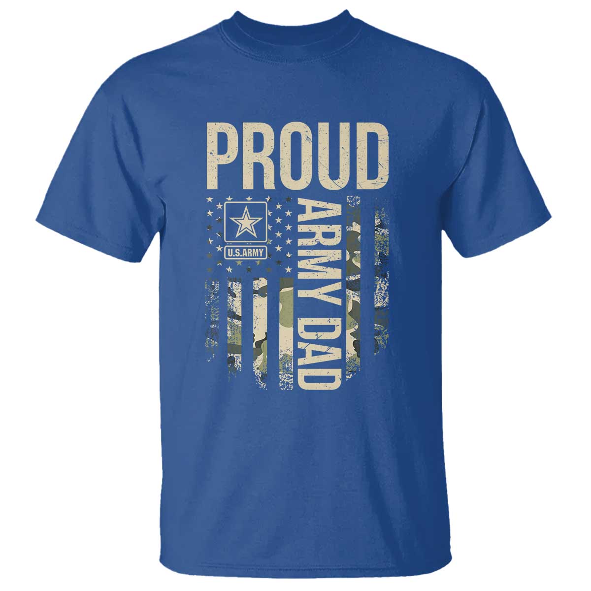 Proud Army Dad Camo American Flag Veteran Gift T Shirt