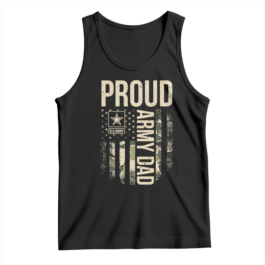 Proud Army Dad Camo American Flag Veteran Gift Tank Top