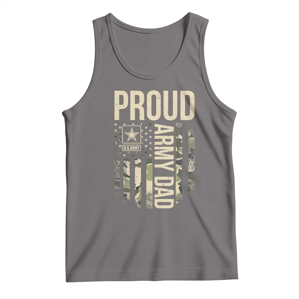 Proud Army Dad Camo American Flag Veteran Gift Tank Top