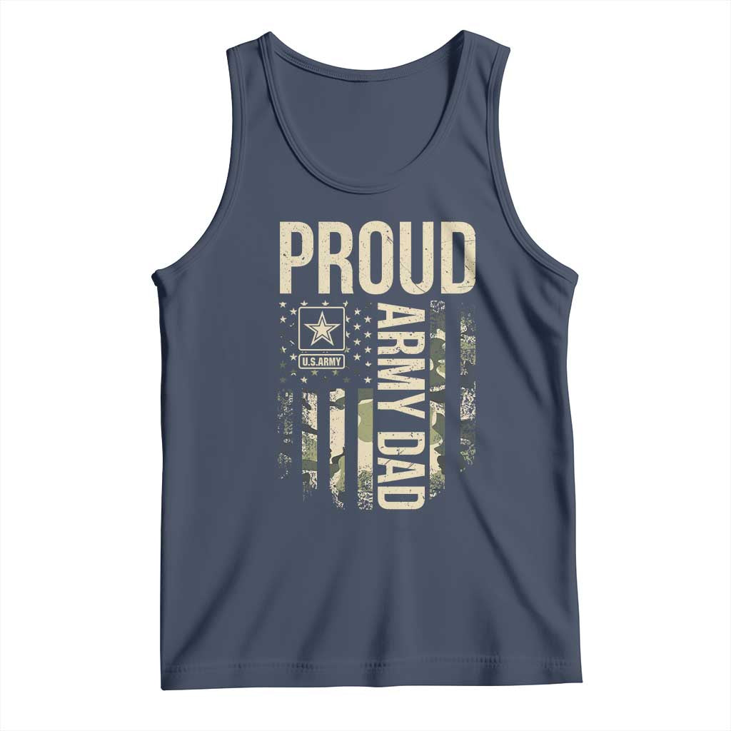 Proud Army Dad Camo American Flag Veteran Gift Tank Top