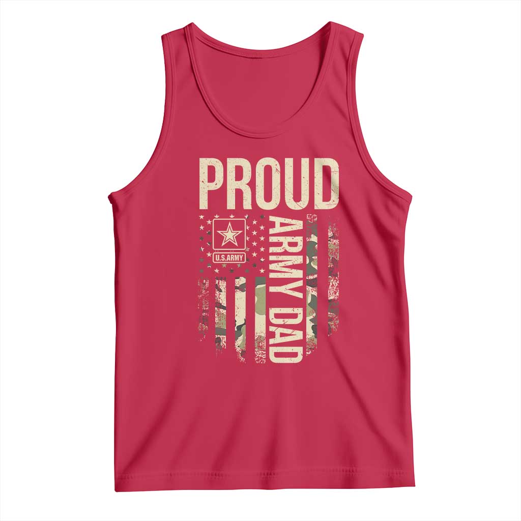 Proud Army Dad Camo American Flag Veteran Gift Tank Top