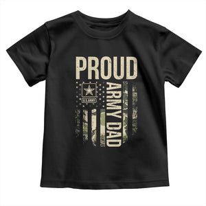 Proud Army Dad Camo American Flag Veteran Gift Toddler T Shirt