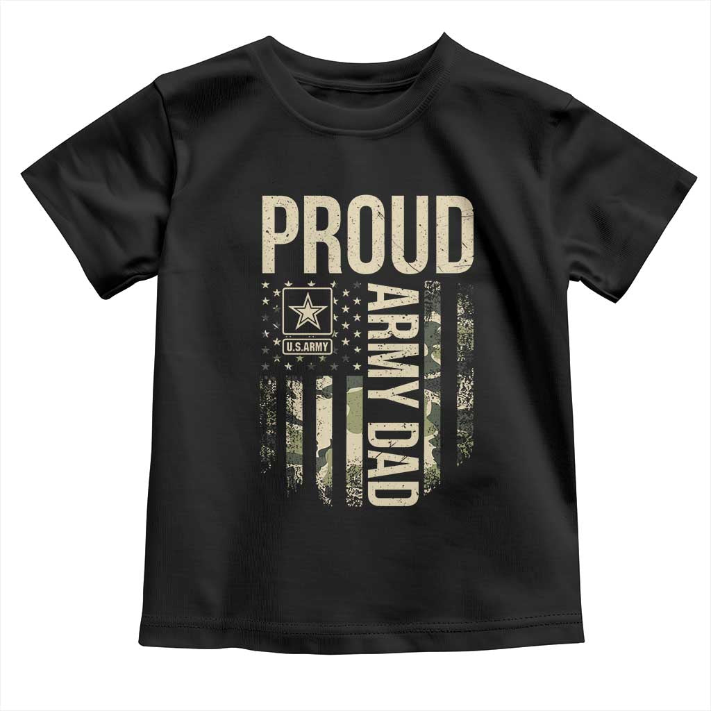 Proud Army Dad Camo American Flag Veteran Gift Toddler T Shirt TS14 Black Print Your Wear