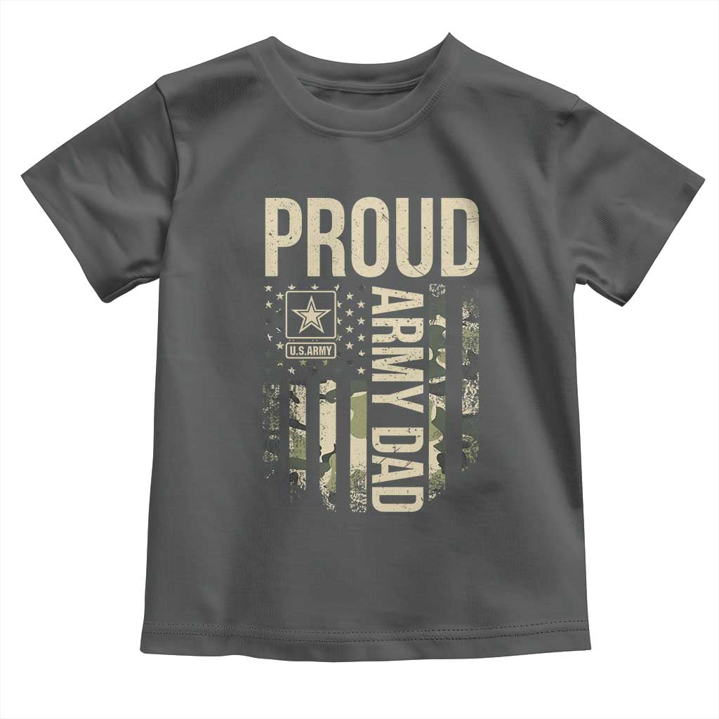 Proud Army Dad Camo American Flag Veteran Gift Toddler T Shirt