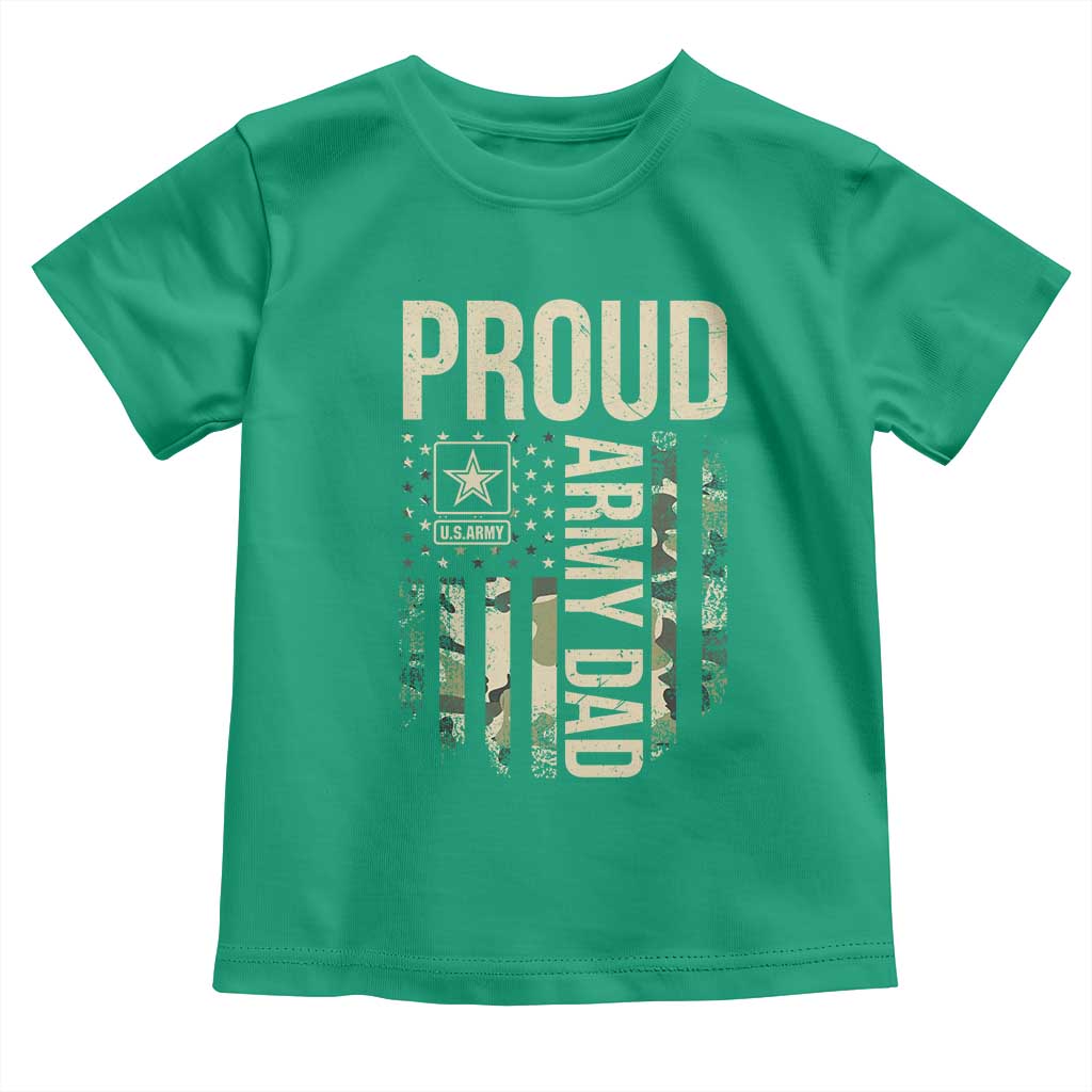 Proud Army Dad Camo American Flag Veteran Gift Toddler T Shirt