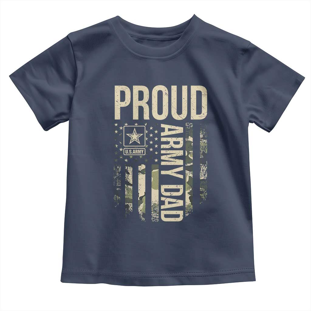 Proud Army Dad Camo American Flag Veteran Gift Toddler T Shirt