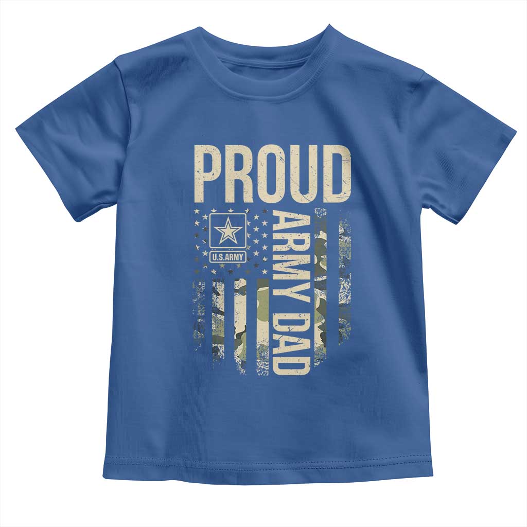 Proud Army Dad Camo American Flag Veteran Gift Toddler T Shirt