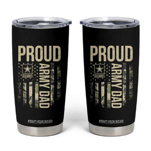 Proud Army Dad Camo American Flag Veteran Gift Tumbler Cup