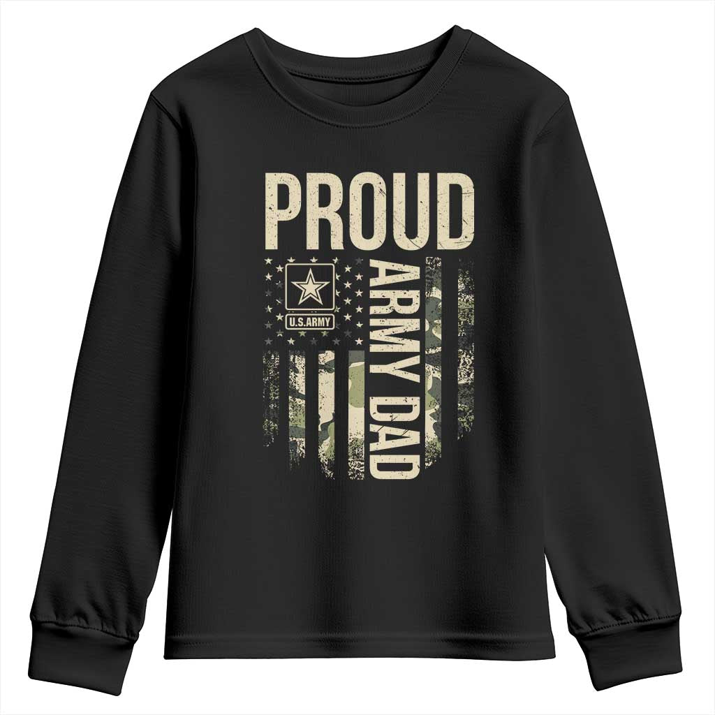 Proud Army Dad Camo American Flag Veteran Gift Youth Sweatshirt