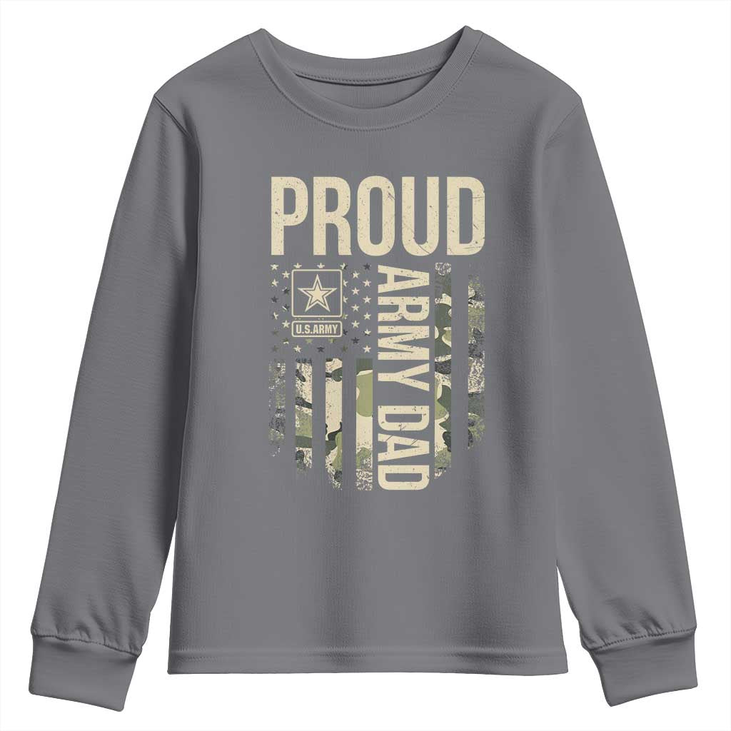 Proud Army Dad Camo American Flag Veteran Gift Youth Sweatshirt