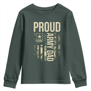 Proud Army Dad Camo American Flag Veteran Gift Youth Sweatshirt