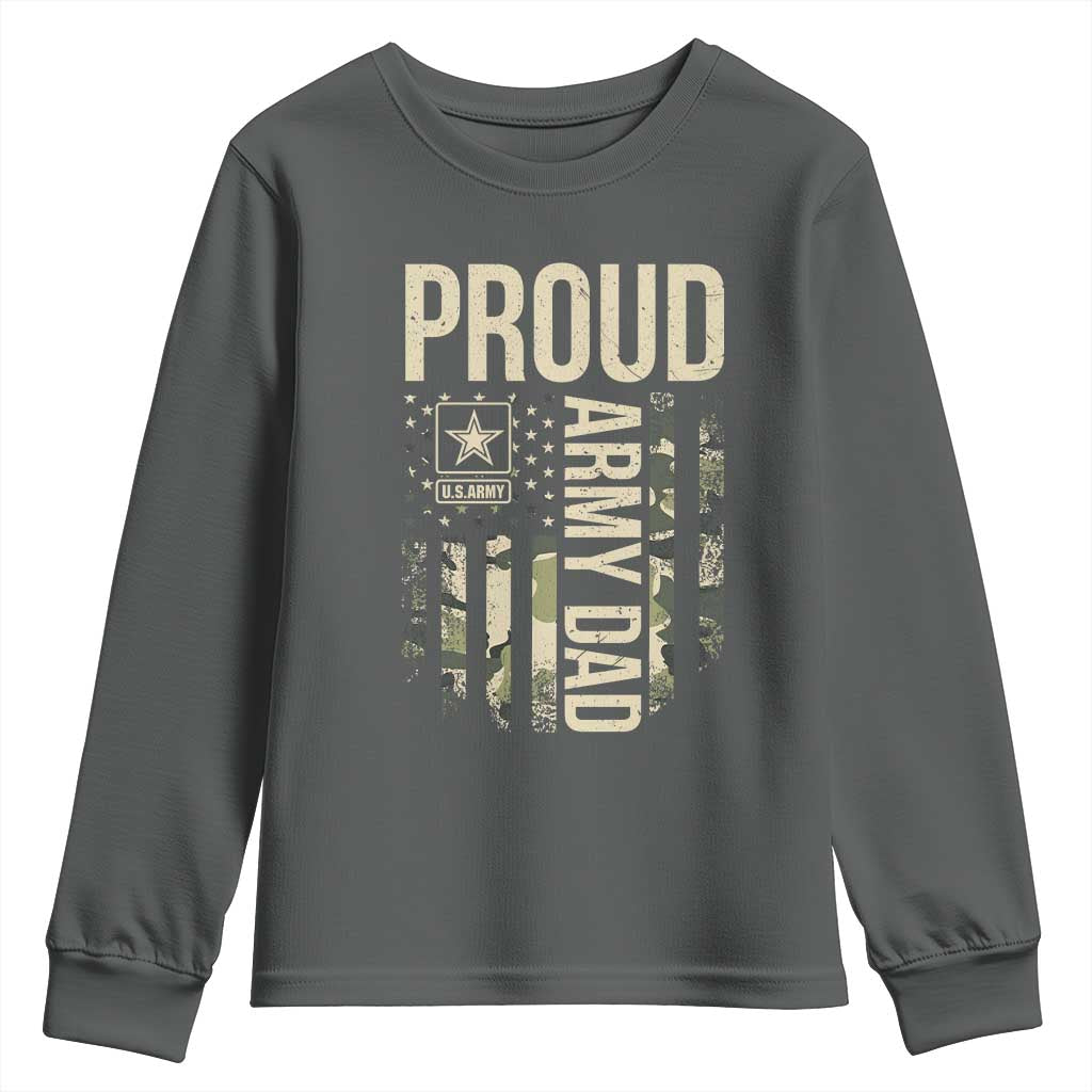 Proud Army Dad Camo American Flag Veteran Gift Youth Sweatshirt