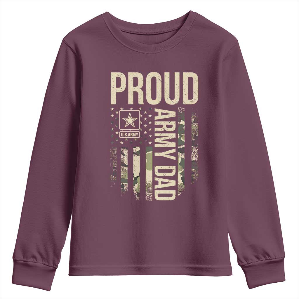 Proud Army Dad Camo American Flag Veteran Gift Youth Sweatshirt