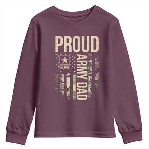 Proud Army Dad Camo American Flag Veteran Gift Youth Sweatshirt