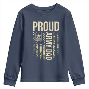 Proud Army Dad Camo American Flag Veteran Gift Youth Sweatshirt