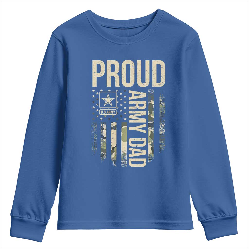 Proud Army Dad Camo American Flag Veteran Gift Youth Sweatshirt