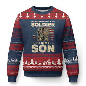 He Is Not Just A Soldier He Is My Son Ugly Christmas Sweater Proud US Army Son