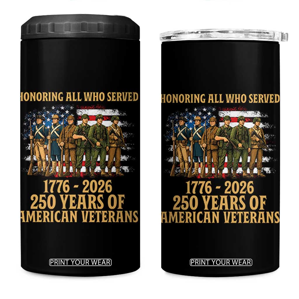 250 Years Anniversary 4 in 1 Can Cooler Tumbler Patriotic USA Army Us Military