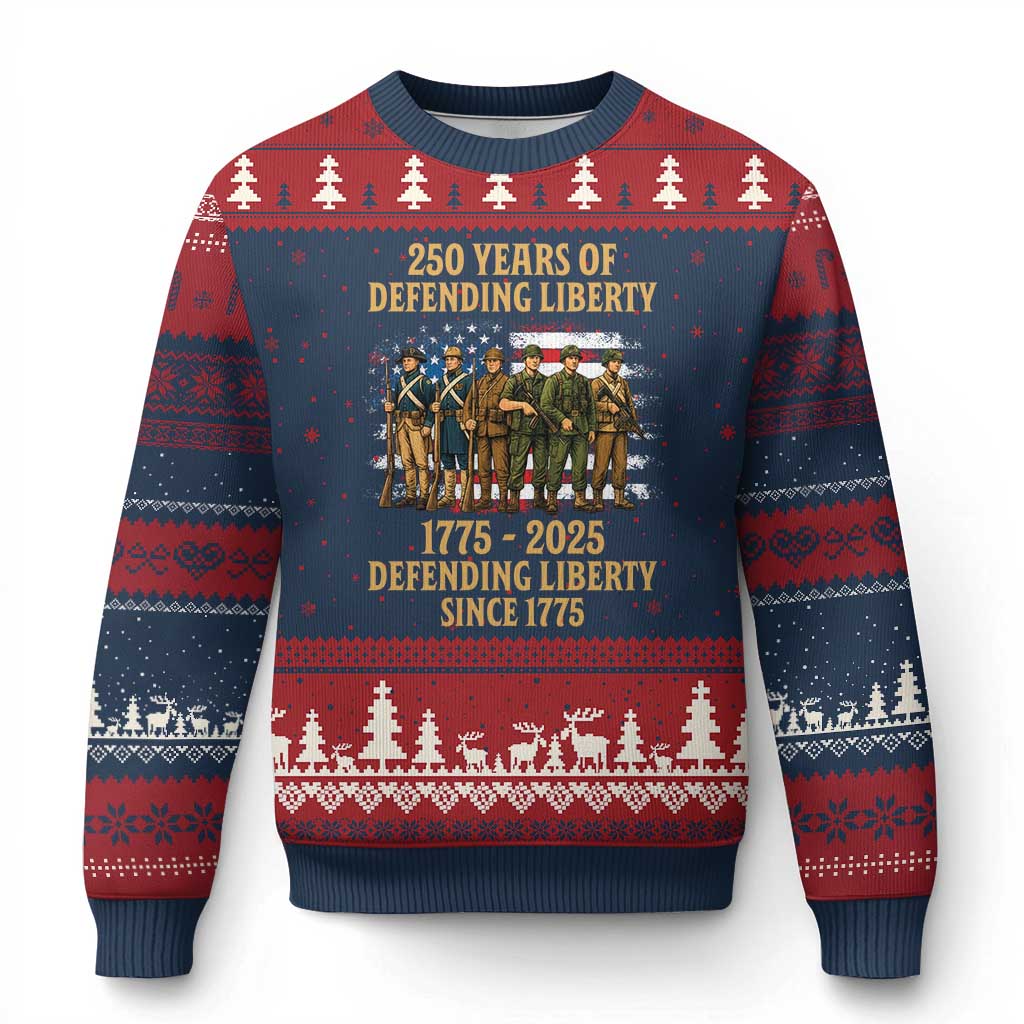 250 Years Anniversary Ugly Christmas Sweater Patriotic USA Army Us Military